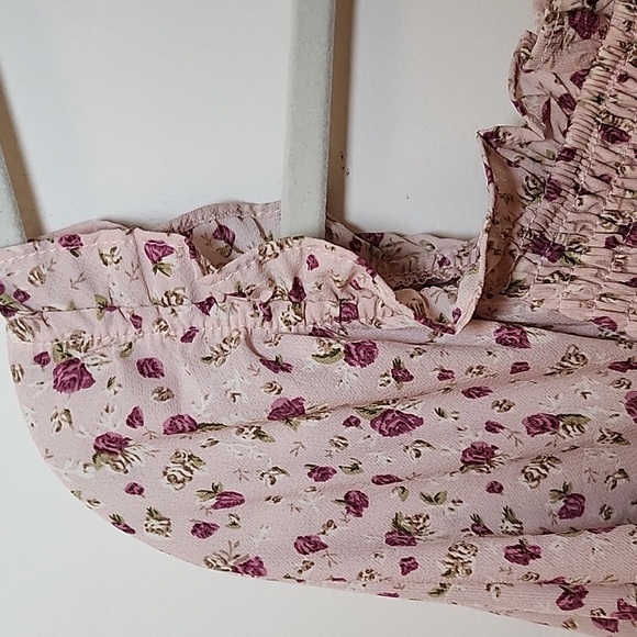 Aura Boho Floral Midi Dress Smocked Fit&Flare Long Sleeve Romantic Fluence Sz L - Picture 12 of 16